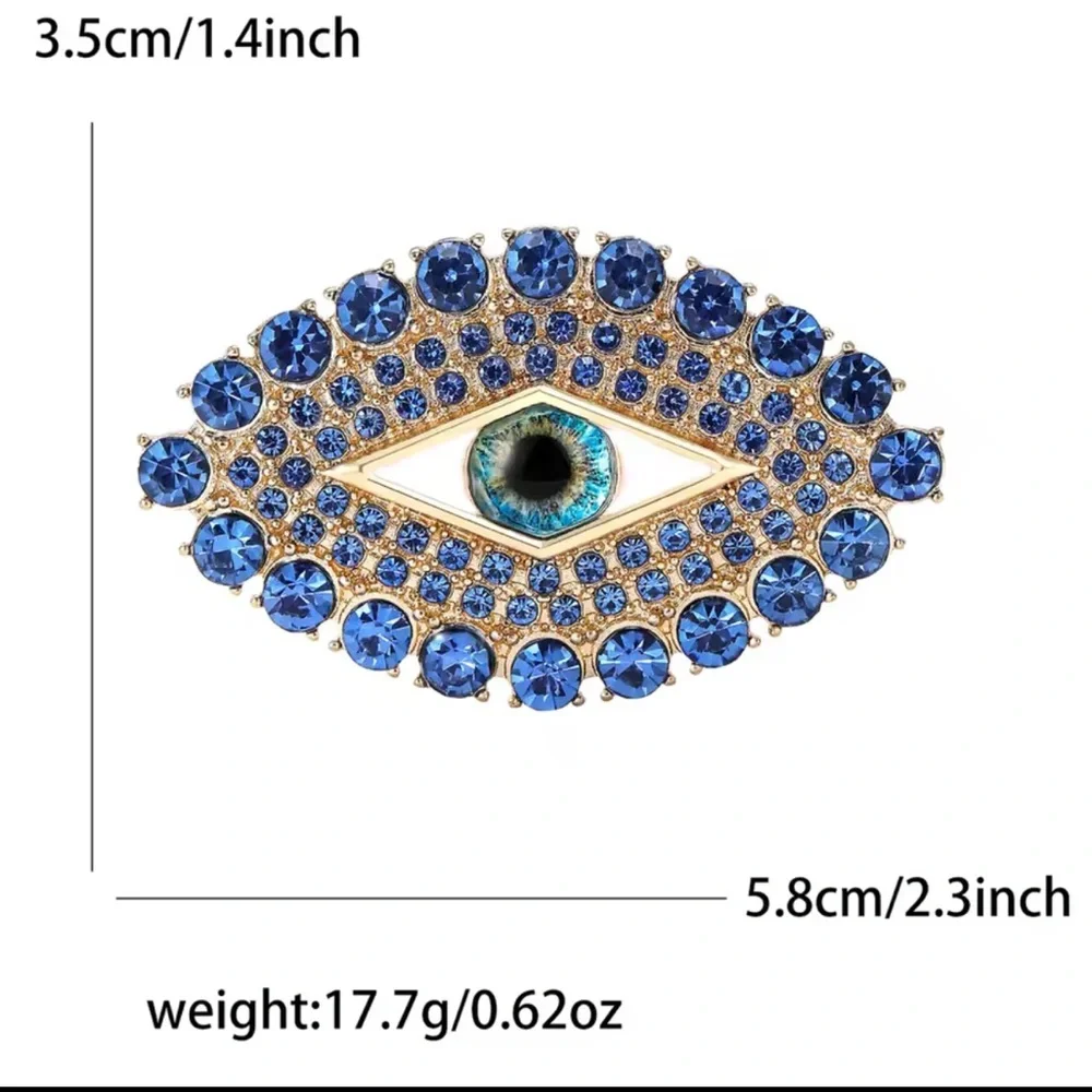 Gaze Evil Eye Royal Blue Crystals Brooch - Picture 2 of 3